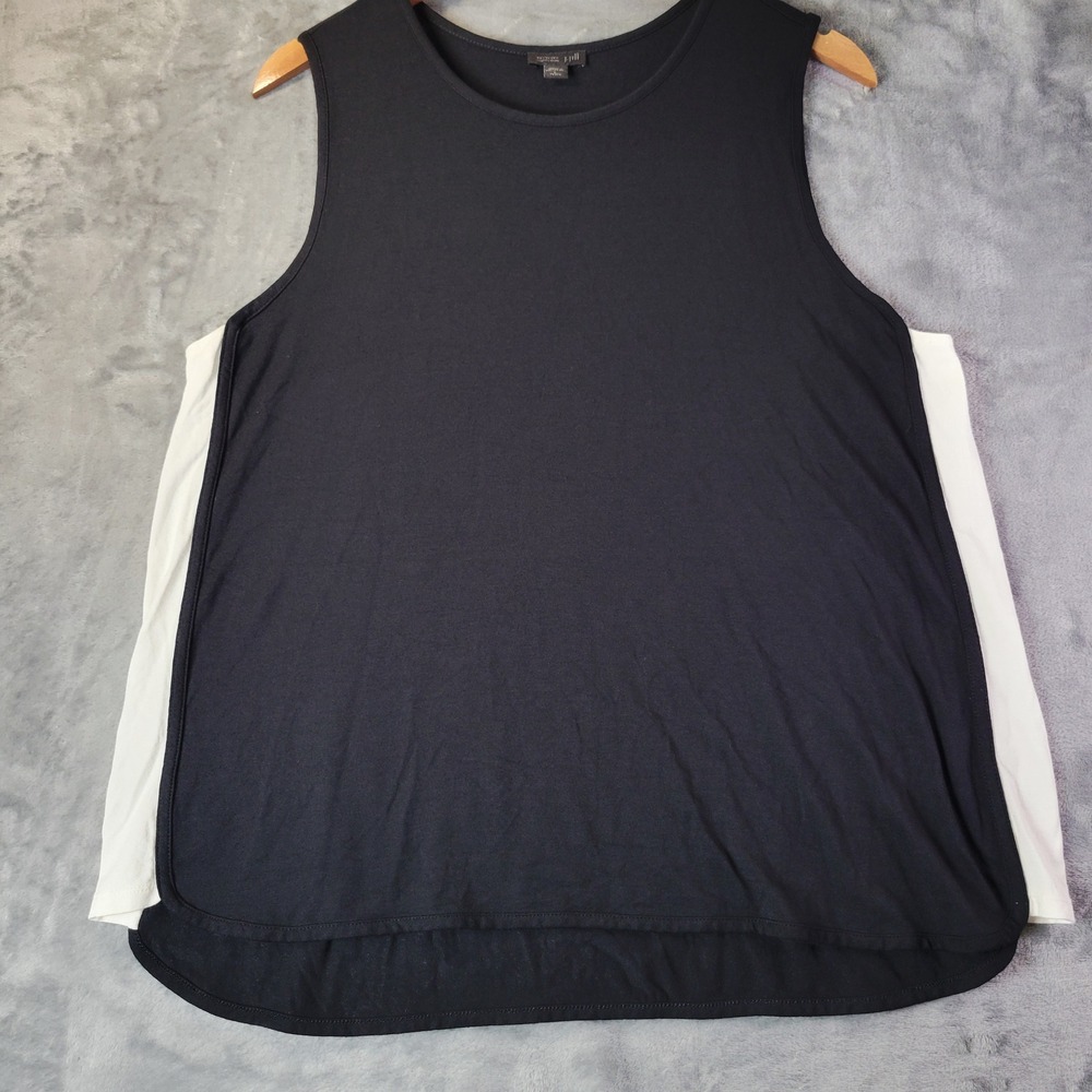 J. Jill Wearever Black White Colorblock Tank Top Sleeveless Scoop Neck LP Petite